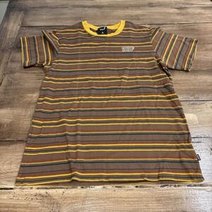 HUF Worldwide Striped T-Shirt M Skate Hip Hop Surf